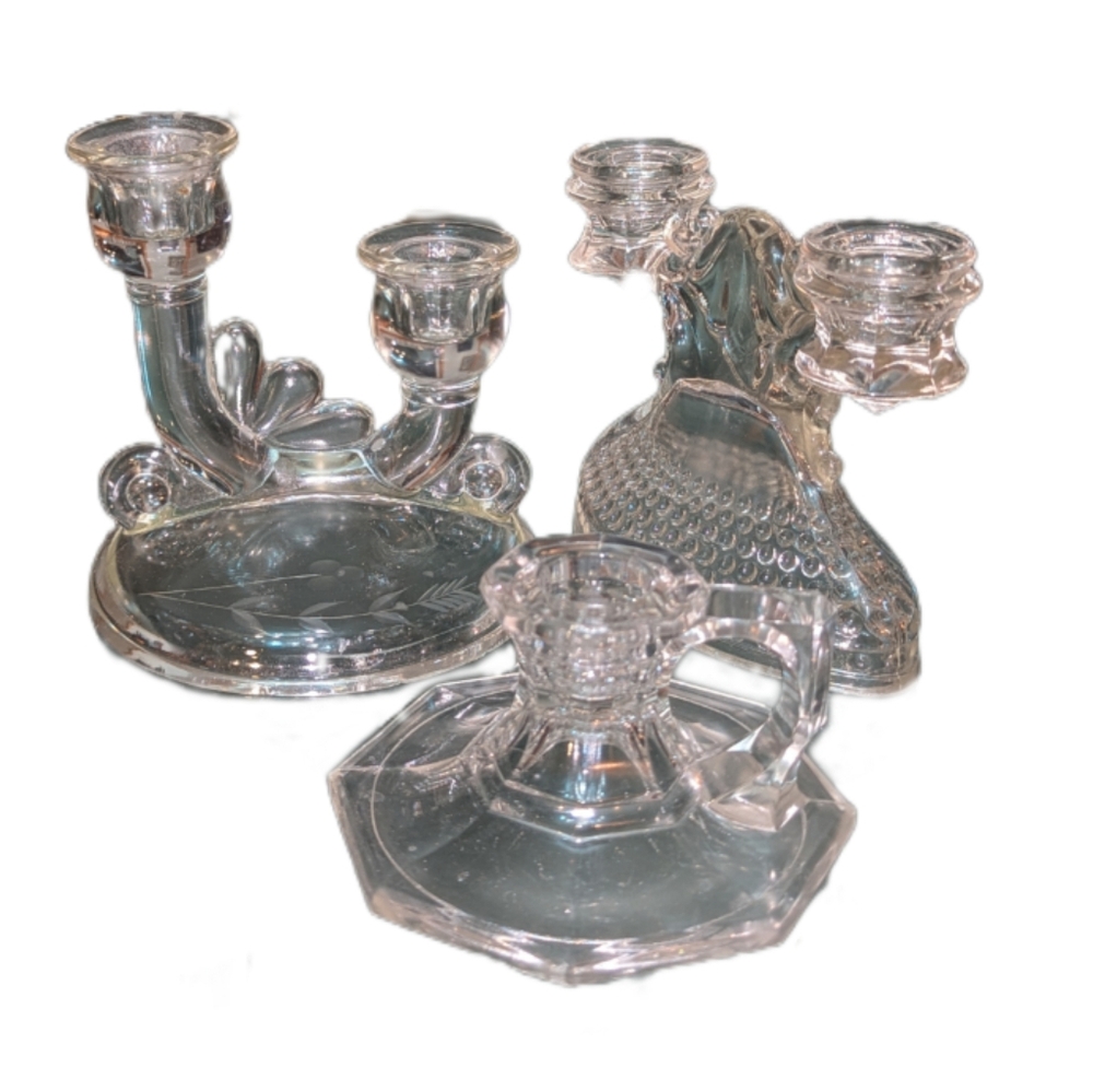 Collection of Glass Candle Holders - Vintage